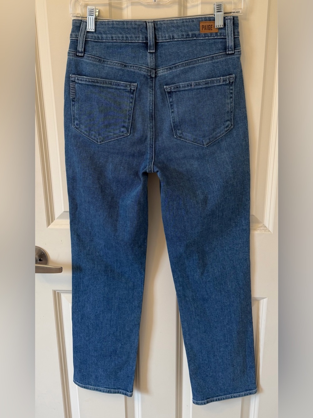 PAIGE Sarah Straight Leg Stretch Denim Jeans, Classic Blue, Size 26 - Picture 8 of 13